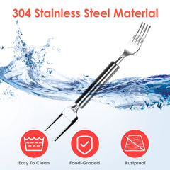 5Pcs 2 In 1 Watermelon Cutter Slicer Fork Stainless Steel Dual Head Watermelon Fruit Cutting Fork Knife For Summer Family Gathering Friend Party Camping Picnic Home Kitchen