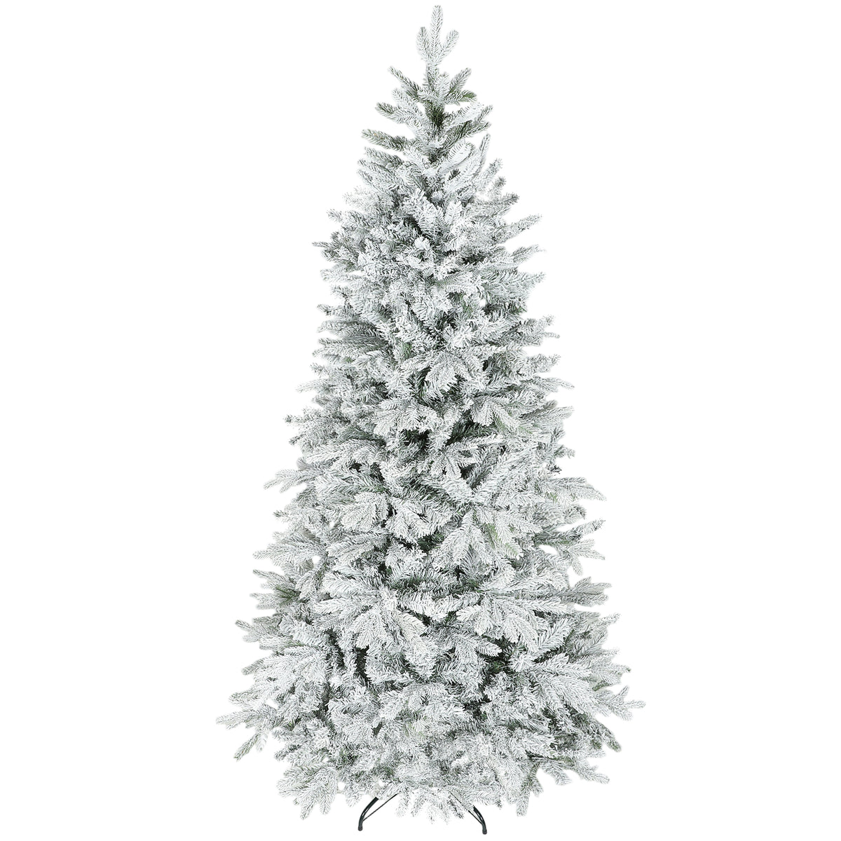7.5 ft Artificial Frosted Christmas Tree with Realistic Branches, Wide Full Spruce, Hinged Xmas Tree, Easy Assembly