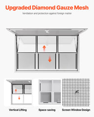 60x36in Concession Stand Serving Window Food Truck Service Awning Aluminum Alloy