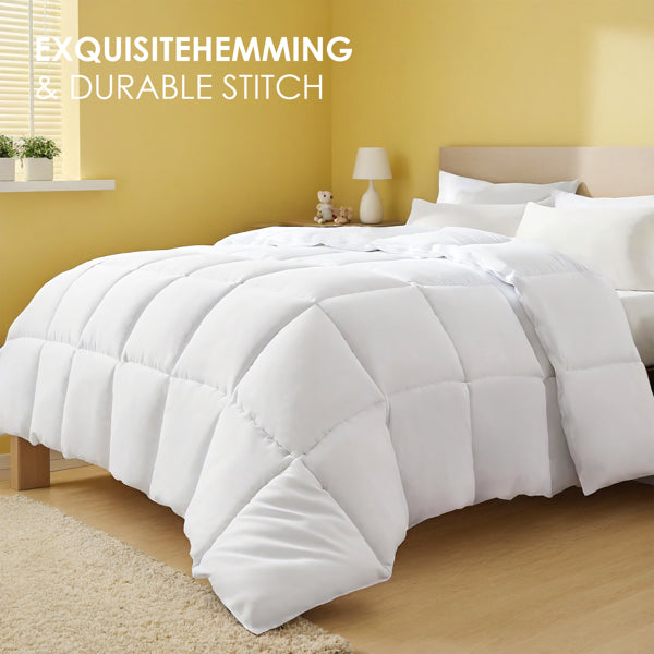 White Oversized Checkered Quilted Plump Duvet Adorable Cozy Design For All Genders' Bedrooms. Hotel & Guesthouse Compatible. Fits Single/double Beds With Extra Warmth. The Perfect Christmas Gift.