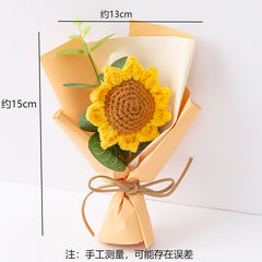 Mini Sunflower Hand-woven Bouquet Wool Knitted Flower Souvenir Teacher's Day Christmas Valentine's Day Gift
