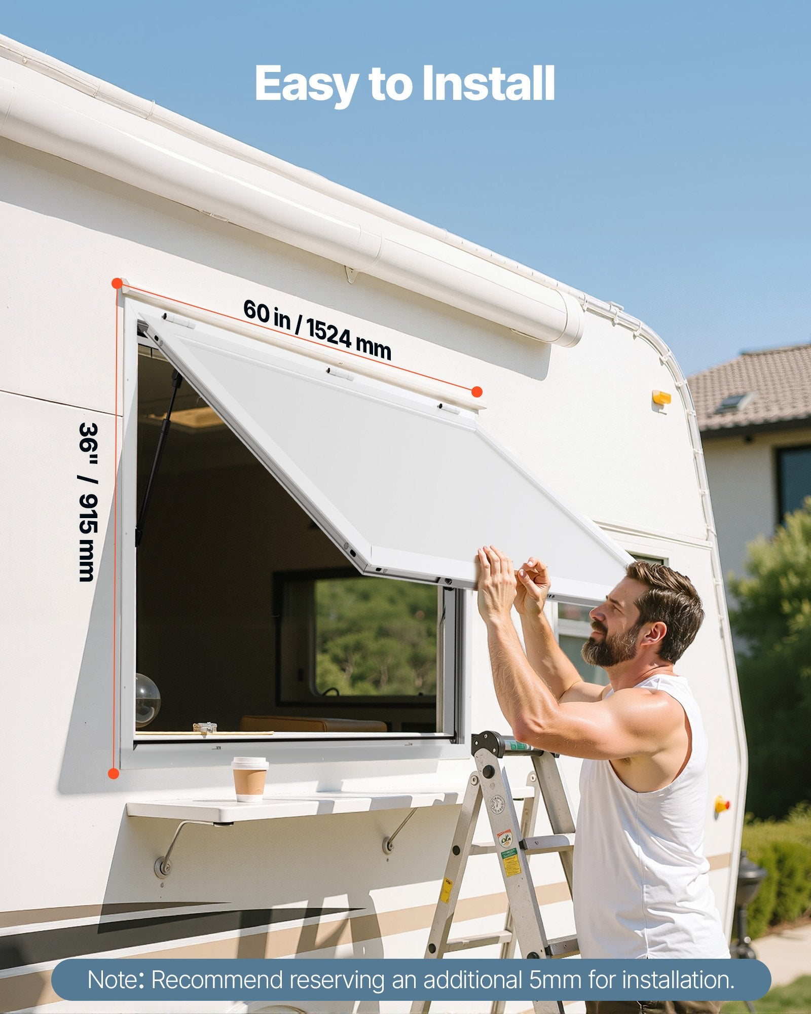 60x36in Concession Stand Serving Window Food Truck Service Awning Aluminum Alloy