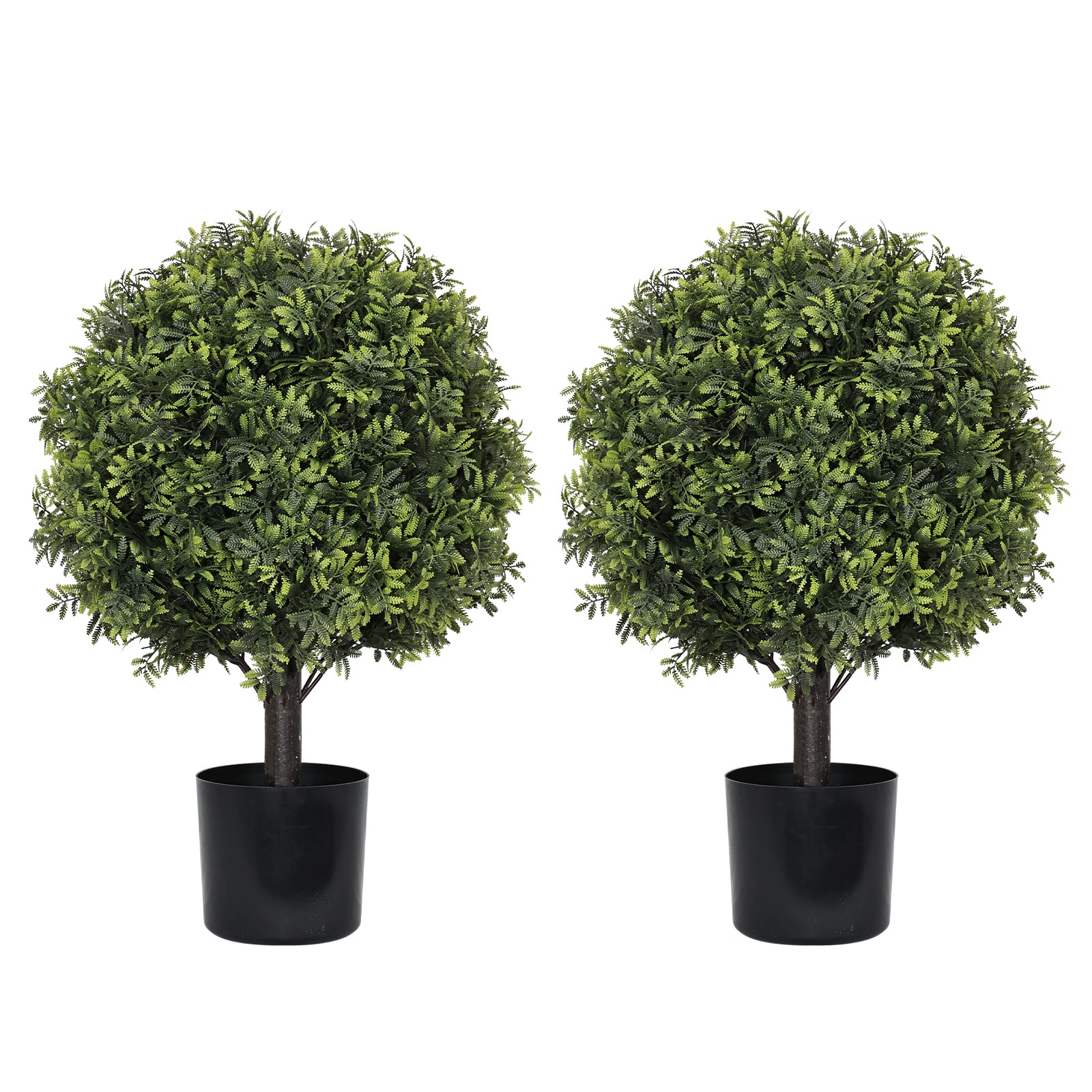 2PCS Set 22in Artificial Trees Natural Boxwood Topiary Fake Plants Evergreen Potted For Porch Patio Entryway Indoor Christmas Home Decor