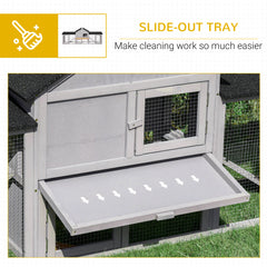 Outdoor Rabbit House 83" 2 Story Deluxe XL Wooden Rabbit Hutch Big Bunny Cage w/ Ladder and Run, Gray