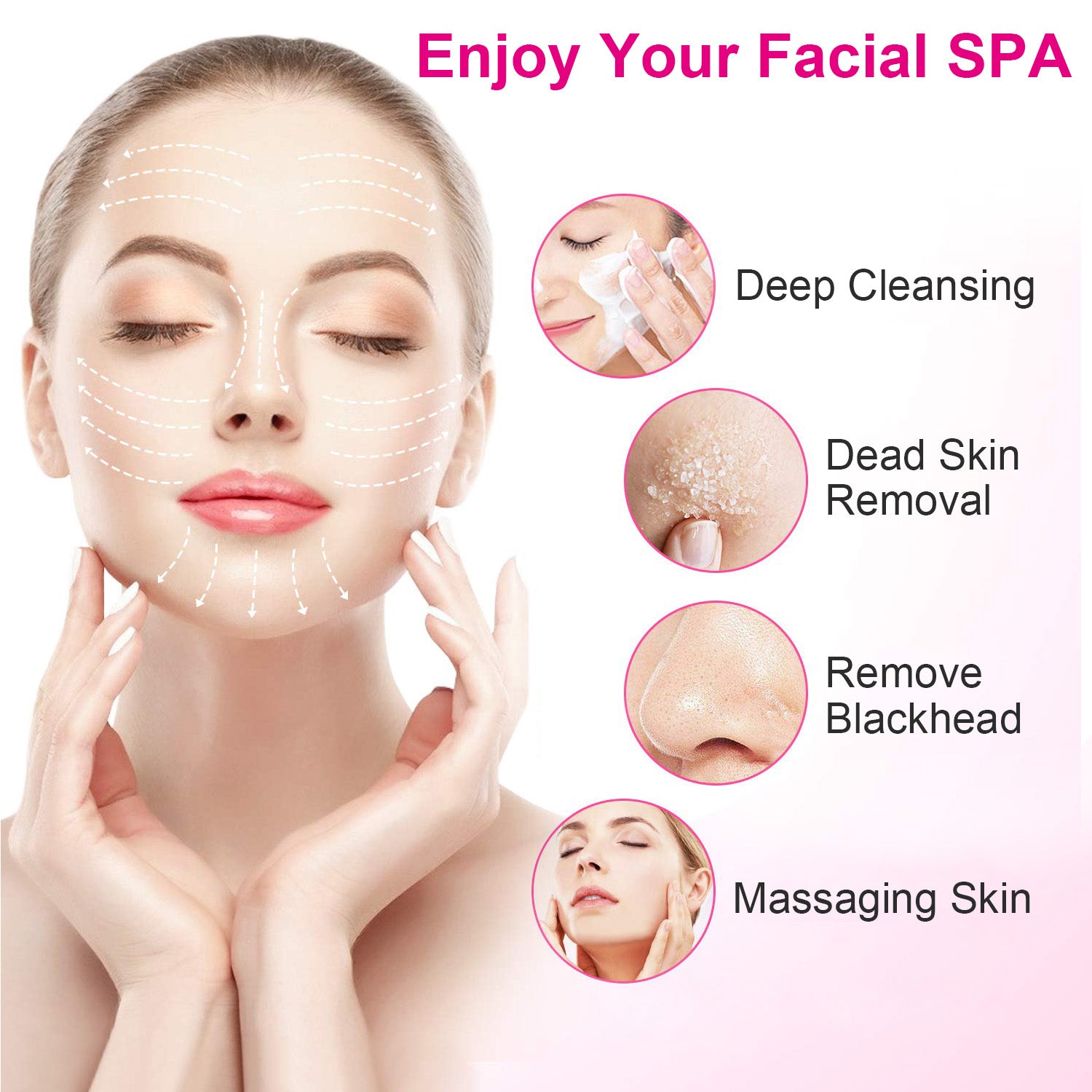 1Pc Facial Cleansing Brush Waterproof Face Spin Cleaning Brush With 5 Brush Heads Deep Cleansing Body Facial Brush Set For Gentle Exfoliating Removing Blackhead And Massaging