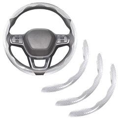Carbon Fiber Steering Wheel Covers 3 Piece Clip On Steering Wheel Cover White