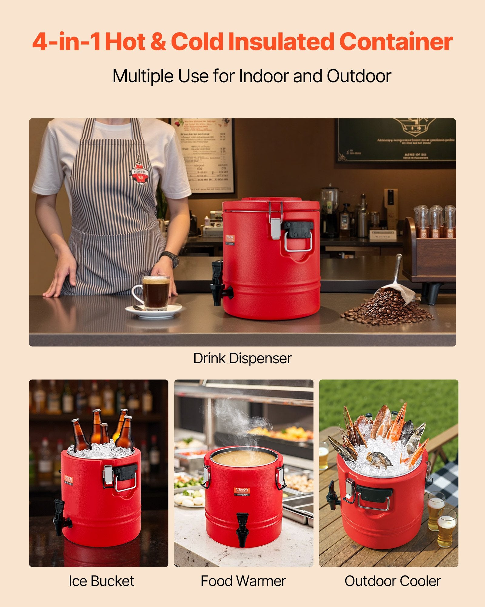Insulated Beverage Dispenser For Hot & Cold Drinks 3 Gal/11.4L Cooler Jug