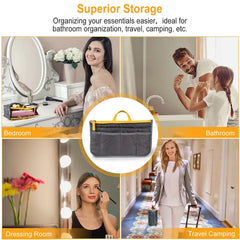 Women Lady Travel Insert Handbag Organiser Makeup Bags Toiletry Purse Liner W/Hand Strap