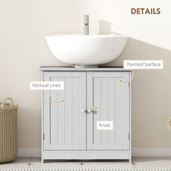 Bathroom Vanity Cabinet, Under Sink Bathroom Cabinet with 2 Doors and Adjustable Shelf, Light Gray