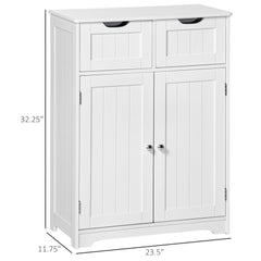 Freestanding Bathroom Storage Cabinet, Floor Cabinet with 2 Drawers, Adjustable Shelf, for Bathroom, Living Room or Entryway, White