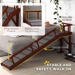 Wooden Dog Ramp with Removable Guardrails, Non-Slip Surface, 73" Long, Brown