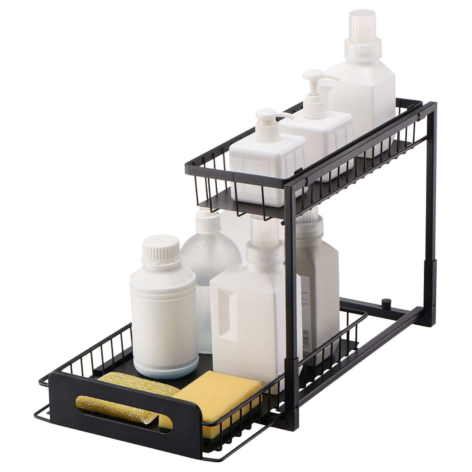 2-Tier 10.7"W X 14.2"D Pull Out Cabinet Under Sink Organizer 10.7"x14.2" Drawer Basket, 12.5"Wx15.5"Dx13"H Install Size For Cabinet