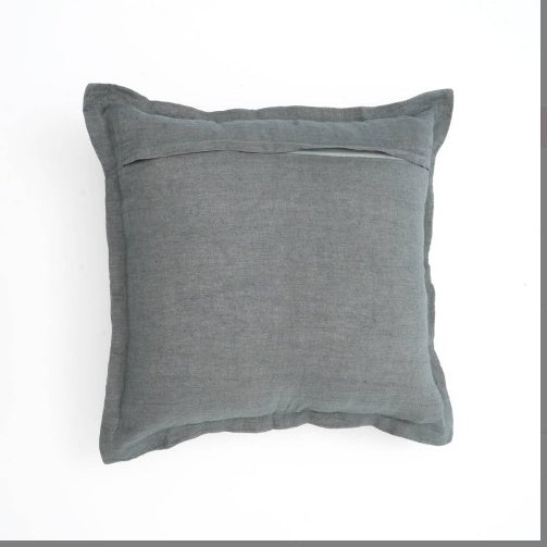 Linen Printed Cushion With Fringes  Brown