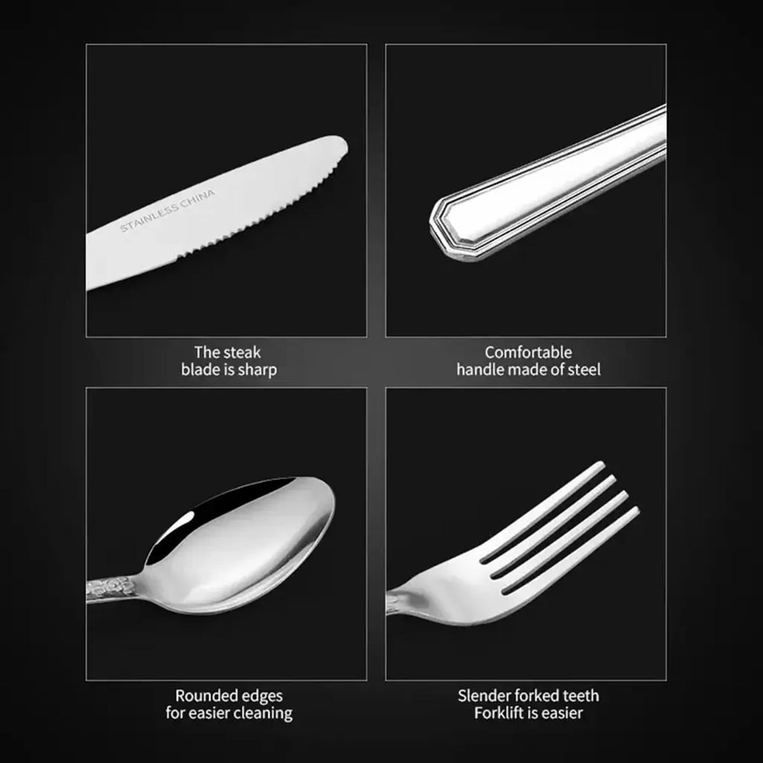 16 Piece Luxury High-end Silver Tableware Family Utensil Set - Stainless Steel 4-person Utensil Service Including Fork, Knife, Spoon, And Teaspoon - Durable, Elegant, Rust Proof Utensil Set, USPS Ship