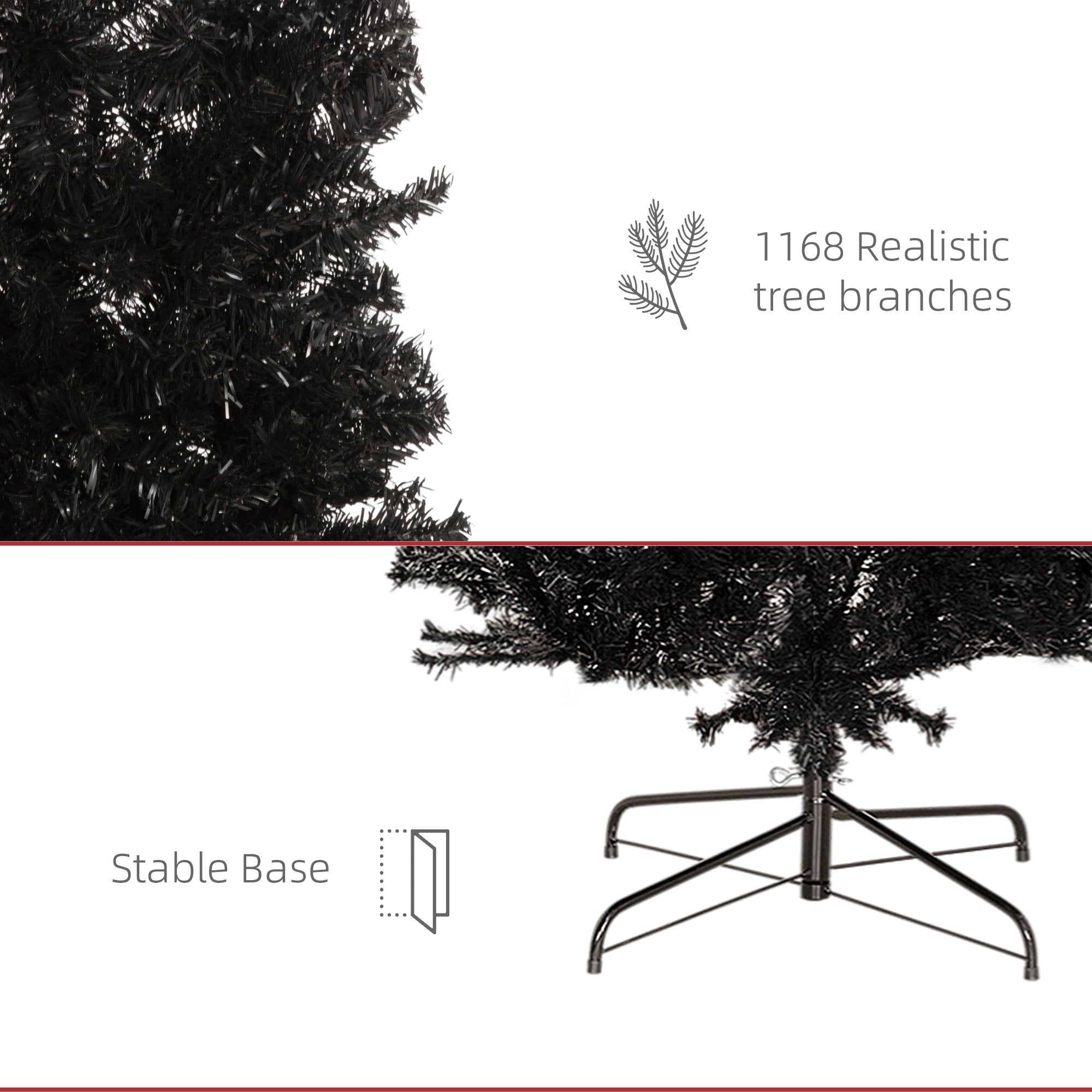 8 FT Artificial Christmas Tree Pencil Xmas Tree with Stand, 1168 Tips, Holiday Home Indoor Decoration for Party, Black