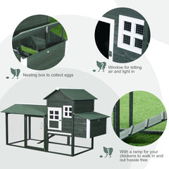 83" Wooden Outdoor Backyard Chicken Coop Fence Rabbit Bunny Hutch House with Covered Run and Nesting Box