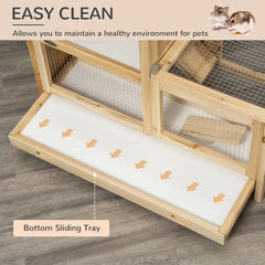 PawHut 2-Tier Wooden Hamster Cage, Small Animals Hutch, W Seesaw, Tray