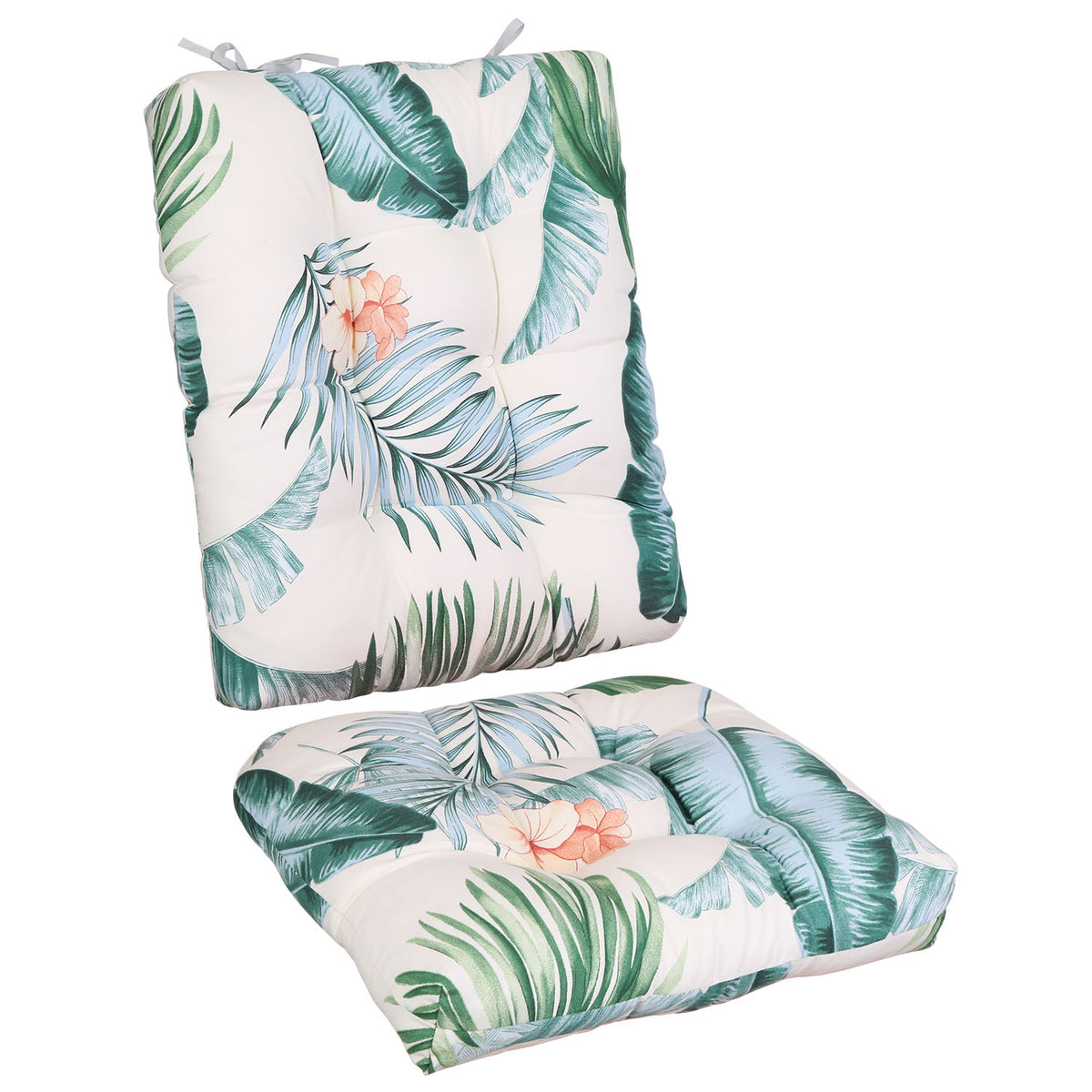 2Pcs Waterproof Rocking Chair Cushion Upper And Lower Back And Seat Sets With Non-Slip Ties Oxford Cloth Surface Polyester Filling Comfortable For Indoor Home Office Car