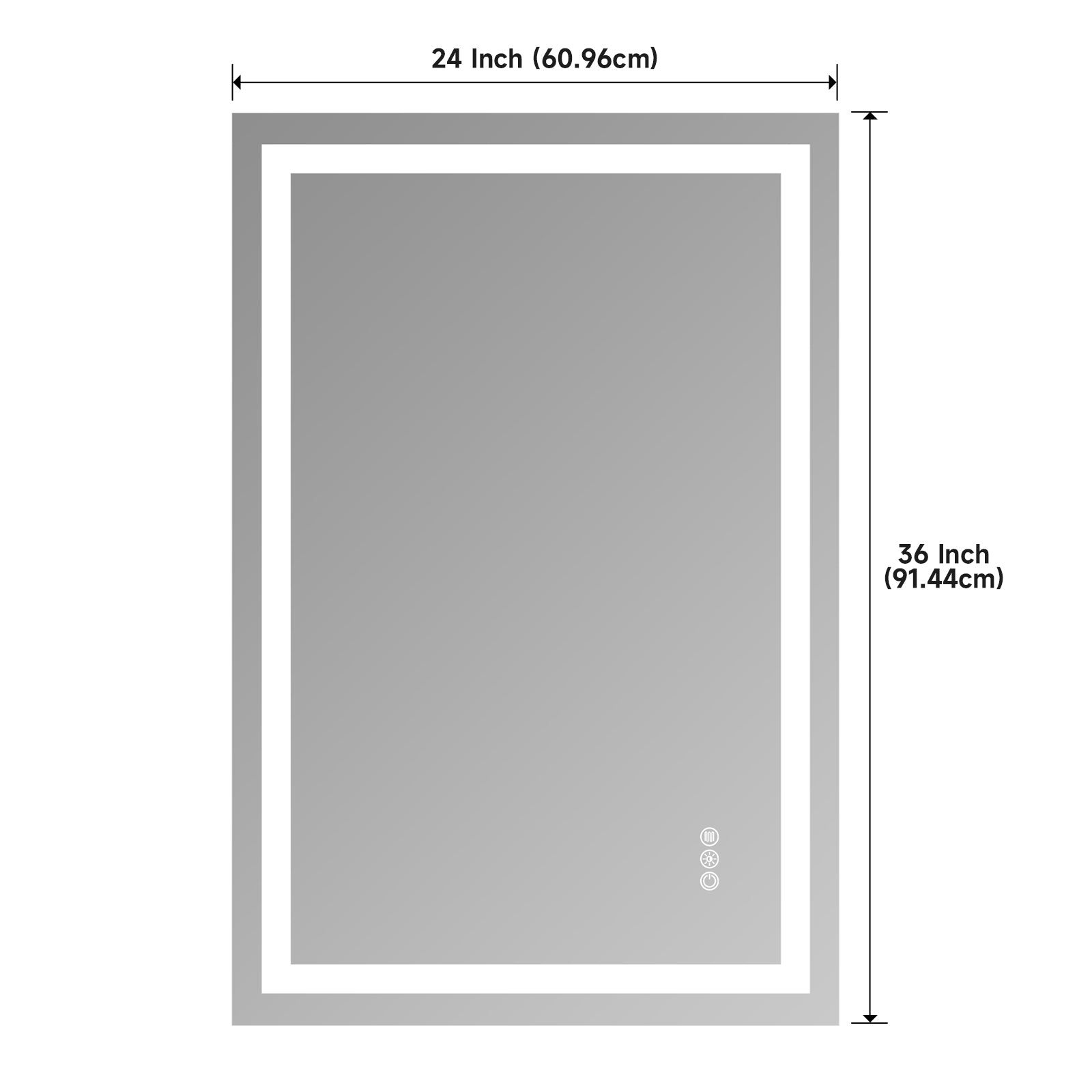 24X36 Inch Frameless Tempered Glass With Dual LED Light Strips For Front And Rear Illumination, Unable To Ship On Weekends, USPS,FedEx