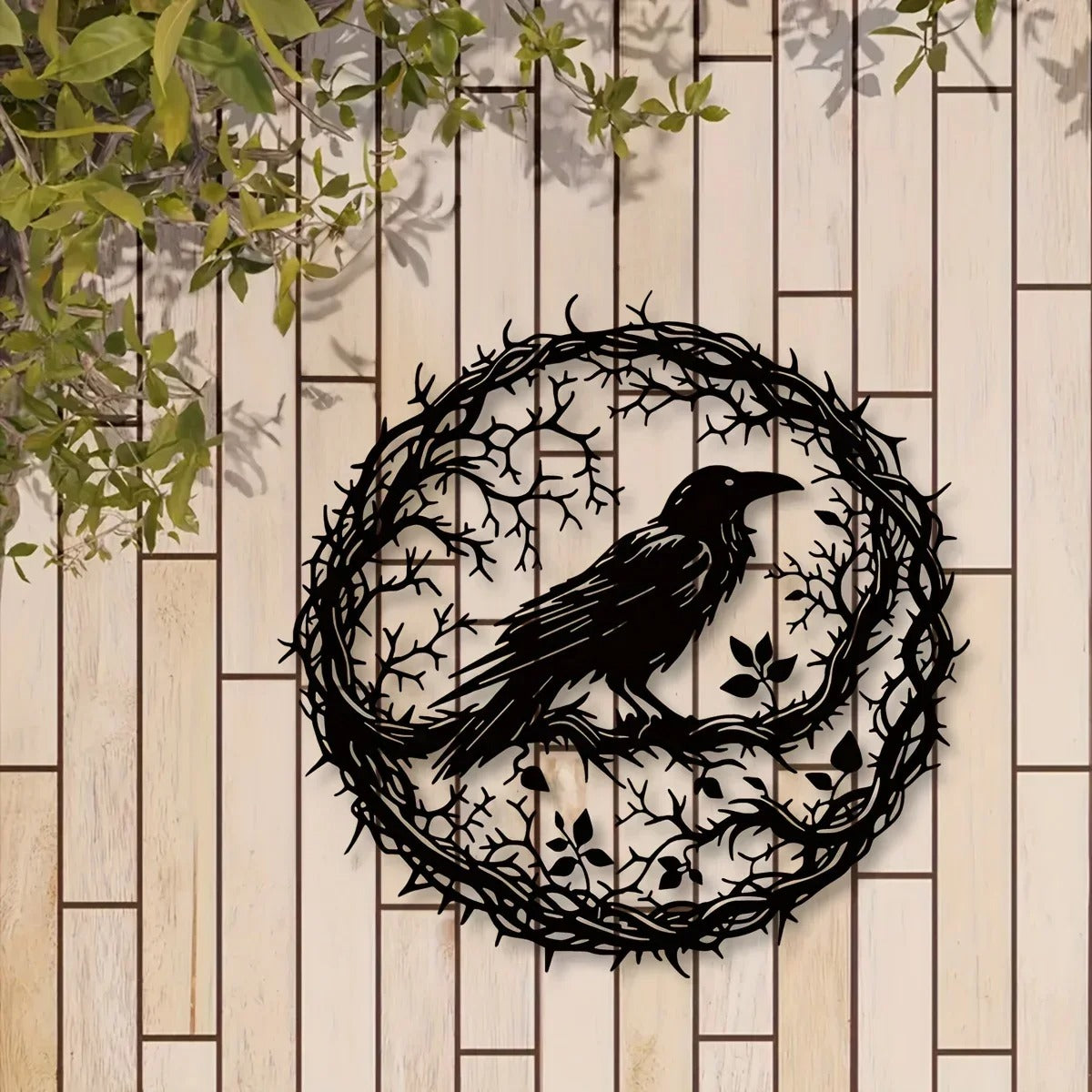 Gothic Black Metal Crow Wall Art - Vintage Industrial Iron Bird Silhouette