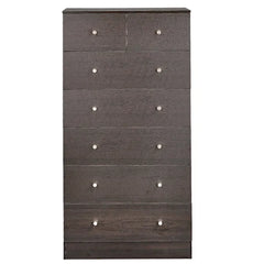 Brown Particleboard With A Textured Melamine Finish, 66*40*131cm, 5+2 Drawer Cabinet, Matte Gold Handles