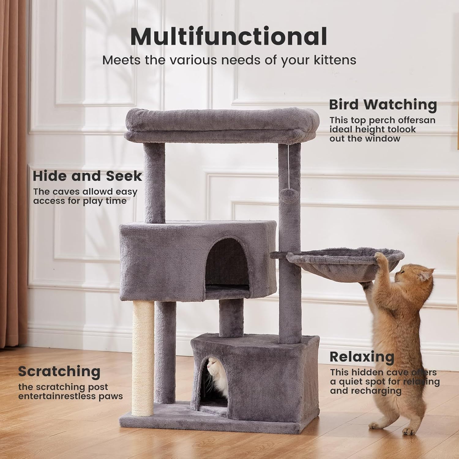 Gardner Pets Large Cat Tree For Medium To Large Cats, Heavy-Duty Cat Tower With Scratch Post And Washable Top Perch. Self-pickup Orders Supported Via FedEx, Amazon Ship, And UPS.