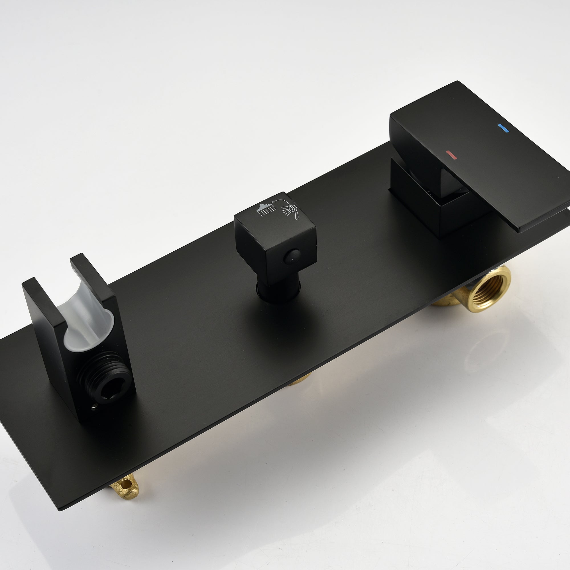 Brass Matte Black Shower Faucet With Shower System, 10 Inch Shower Head And Handheld Spray Bathroom Deluxe Faucet Combination