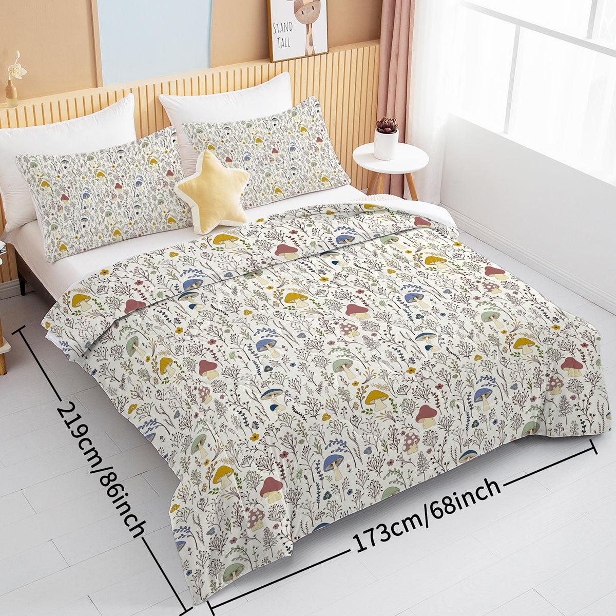 3 Pieces Mushroom Decoration Comforter Set Soft Bedding Set For Home Bedroom Decor Twin Full Queen King Size