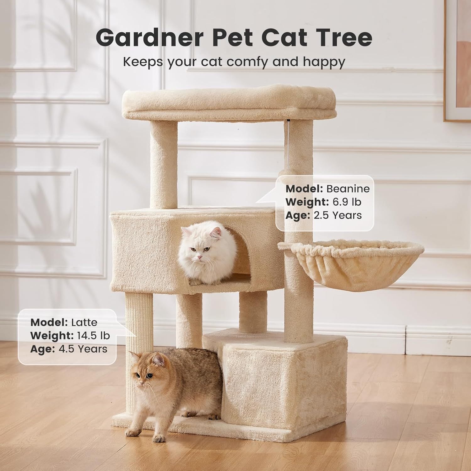 Gardner Pets Large Cat Tree For Medium To Large Cats, Heavy-Duty Cat Tower With Scratch Post And Washable Top Perch. Self-pickup Orders Supported Via FedEx, Amazon Ship, And UPS.