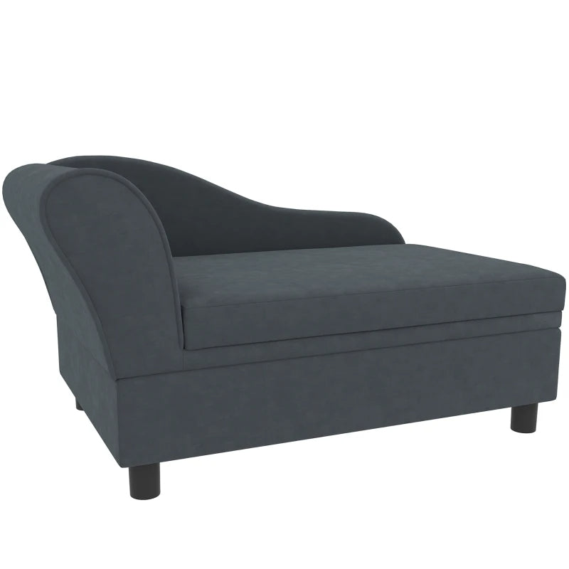 PawHut Pet Sofa Bed Couch With Storage, Pet Sofa For Cats And Small Dogs, Dark Gray