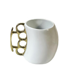 Novelty Brass Knuckle Coffee Mug, Ceramic, Black And White, Unique Handle Design, Funny Mugs Gifts For Christmas Novelty Ceramic Coffee Mug, X Mas Presents, Christmas Funny Gifts, Funny Gifts