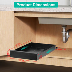 1Pc Pull Out Cabinet Organizer Carbon Steel Slide Out Drawer Storage Smooth Quiet Slide Rails For Kitchen Bathroom Living Room Black 11.81x16.92x2.75inch