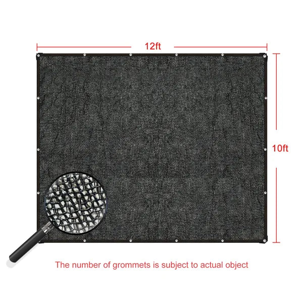 10ft*12ft Black Sunshade Net With Snap-on Design For Sun Protection, Windproof, And Patio/balcony Shading