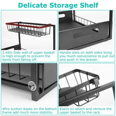 2 Tier Under Sink Organizers Pull Out Under Cabinet Basket Storage Shelf Sliding Drawer For Kitchen Bathroom