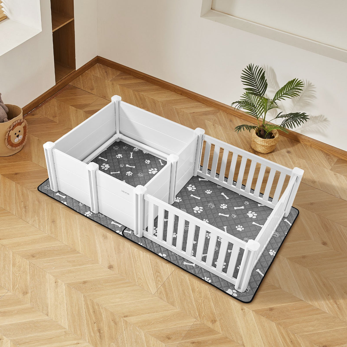 Puppy Dog Whelping Pen Box Adjustable Door Height For Medium Dogs 73x38x19.7 In