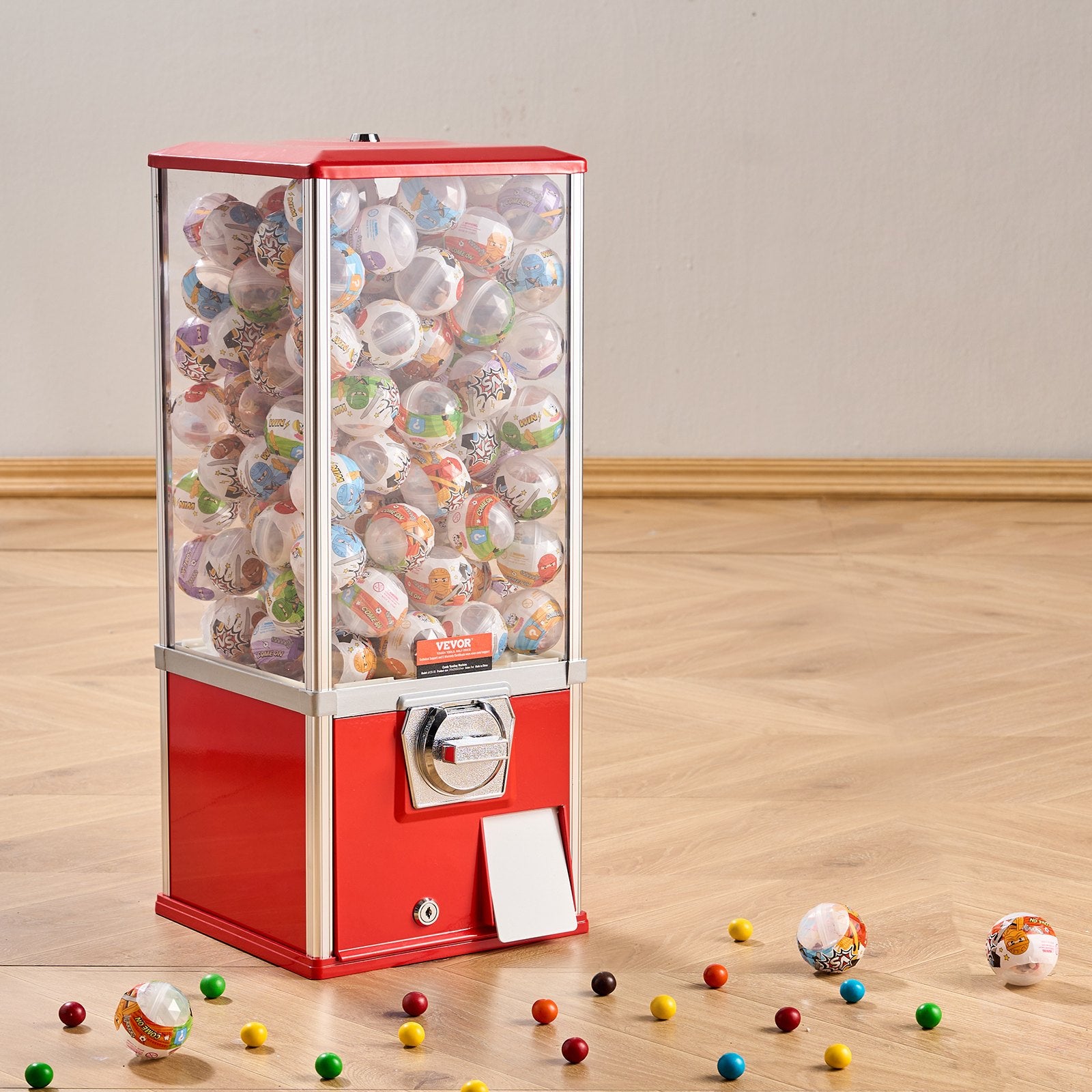 25'H Gumball Machine Vending Coin Bank Vintage Gumballs Dispenser PS Red