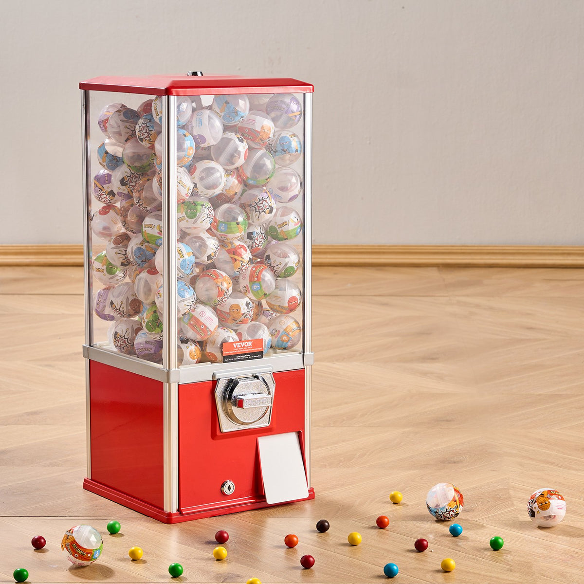 25'H Gumball Machine Vending Coin Bank Vintage Gumballs Dispenser PS Red