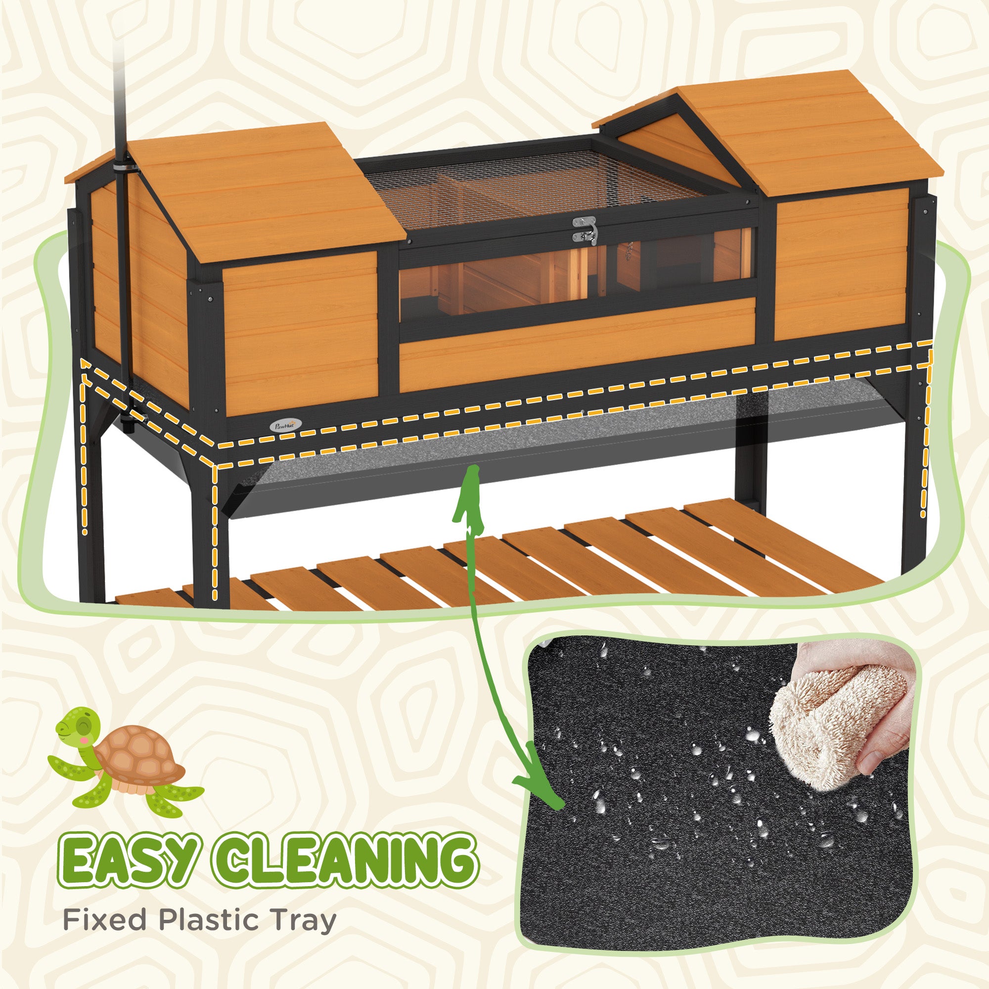 Tortoise Enclosure Tortoise House with Adjustable Lamp Holder Storage Shelf, Dual Main Houses, Openable Lid, Yellow