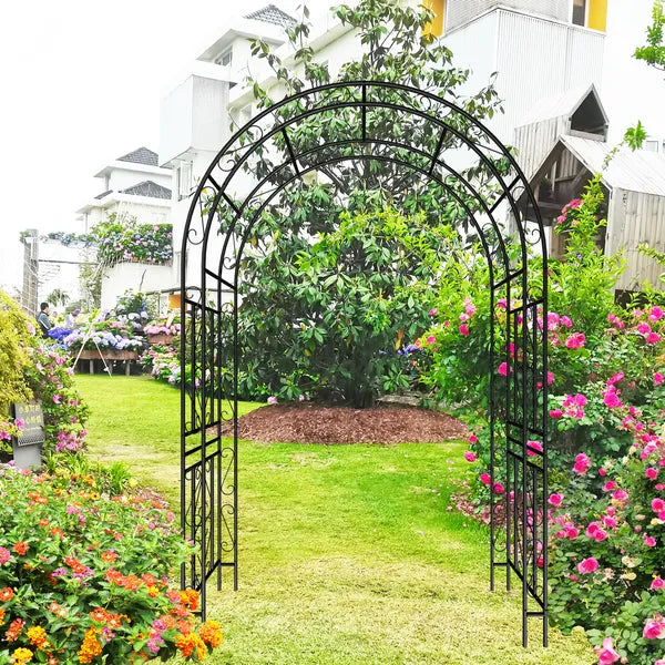 Metal Garden Arch L59'' X W17.71'' X H90.55'' Climbing Plants Support Rose Arch Outdoor Black
