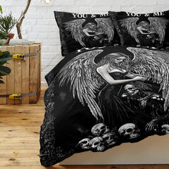 3 Pcs Of Dark Angel Skull Themed Printed Bedding Series Suitable For All Seasons