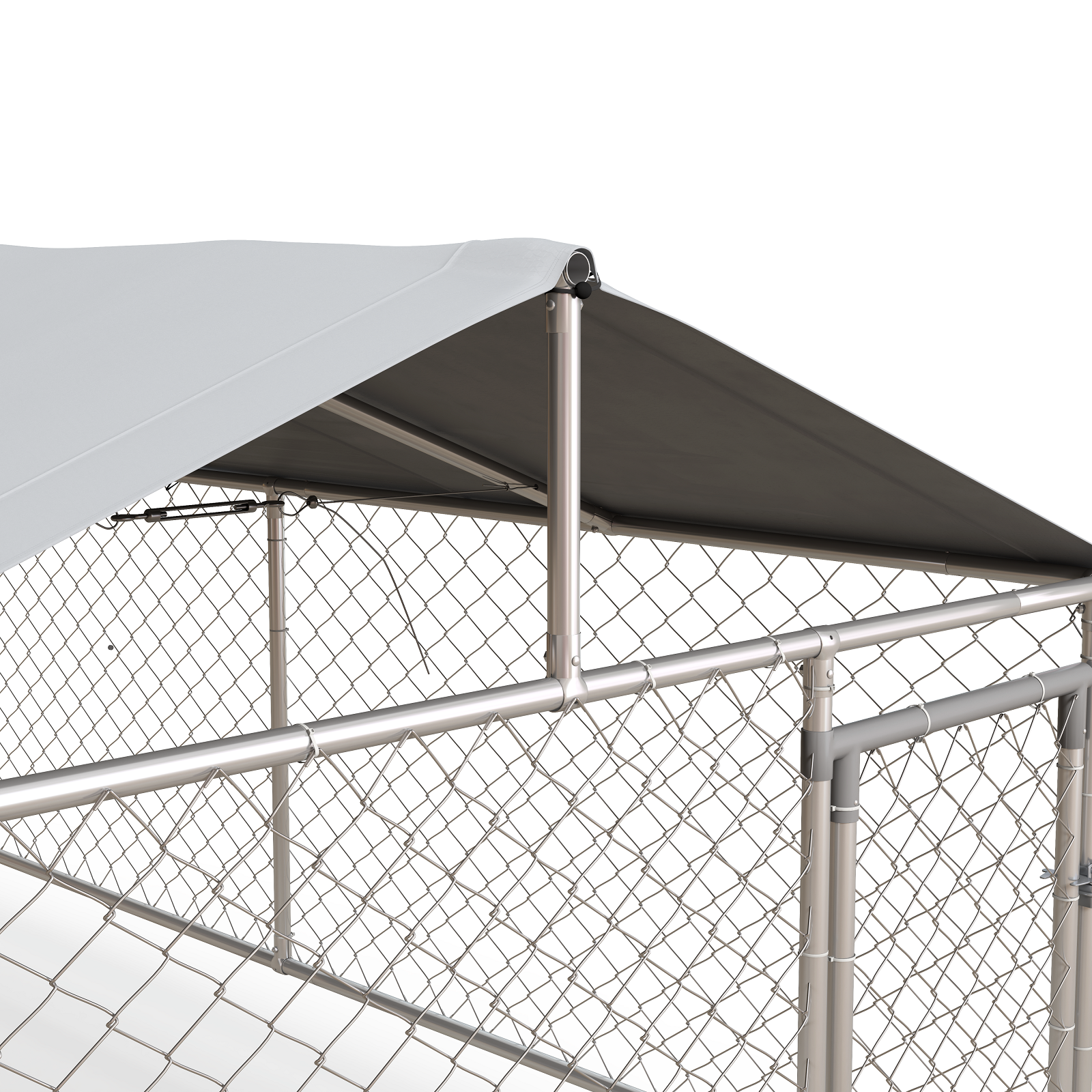 19.7' x 7.5' x 4.9' Outdoor Dog Kennel for Large-Sized Dogs with Waterproof UV Resistant Roof, Silver