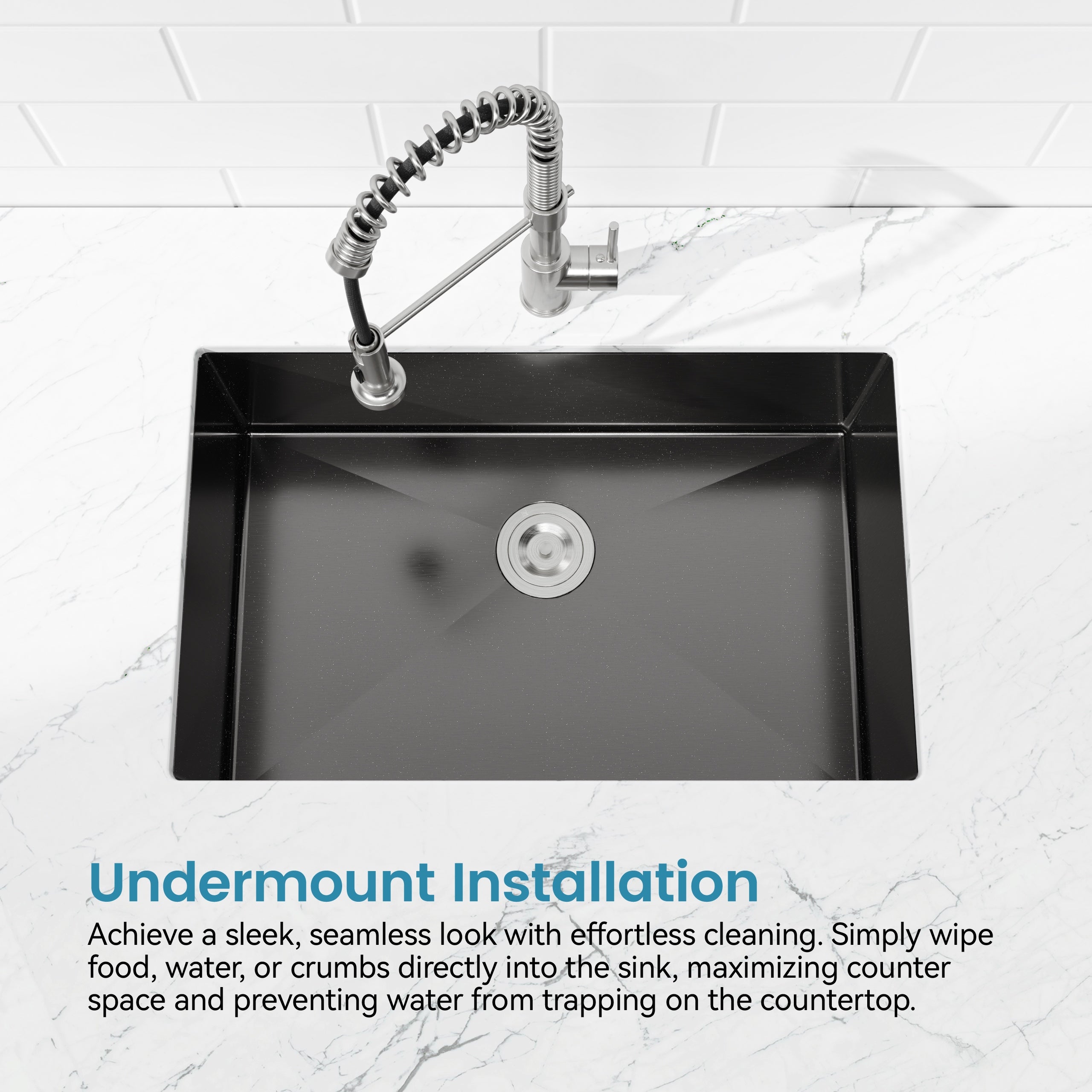 Stainless Steel Kitchen Sink, 27 X 19 Inch Single Bowl Undermount Sink, Handmade Black Kitchen Sink With US Standard Drain And Accessories